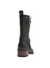 Bota casual de cuero negro, perfecta para combinar con jeans ajustados y blusa de seda.