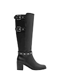 Bota de mujer en cuero negro, cómoda y sofisticada, ideal para el uso diario.