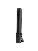 Bota de mujer en cuero negro, ideal para proyectar confianza y feminidad en cualquier ocasión.