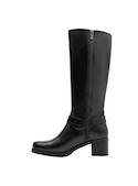 Bota negra de mujer, diseño audaz y elegante, ideal para looks vanguardistas.