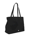 Cierre metálico del bolso tote negro, destacando la seguridad y estilo del accesorio.