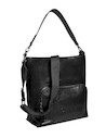 Tote bag texturizado negro para mujer, ideal para llevar lo esencial con sofisticación.