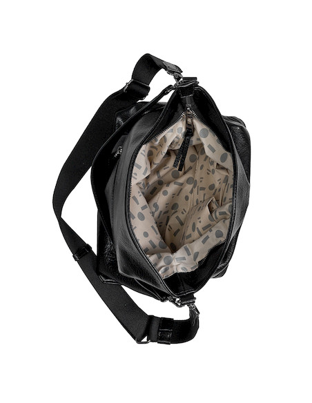 Tote bag negro con diseño elegante y 3 bolsillos, perfecto para actividades laborales.