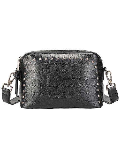 Bandolera negra con un diseño moderno, ideal para la mujer contemporánea y sus actividades diarias.