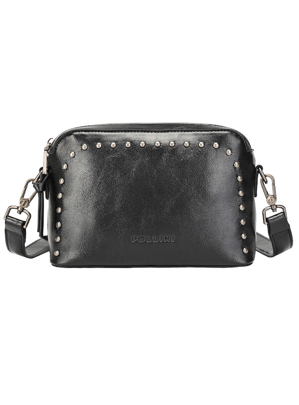 Bandolera negra con un diseño moderno, ideal para la mujer contemporánea y sus actividades diarias.