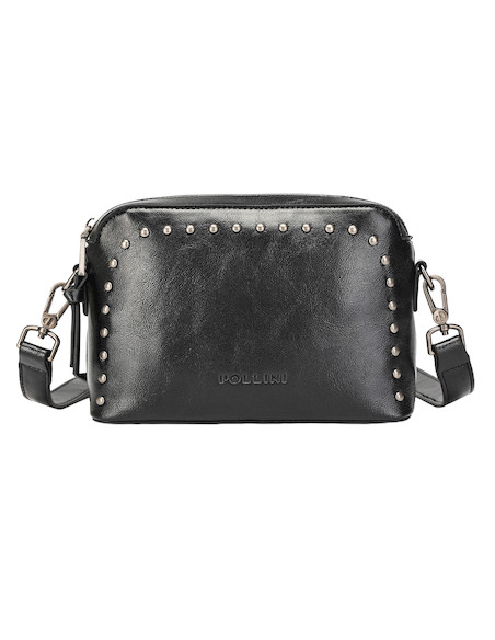 Bandolera negra con un diseño moderno, ideal para la mujer contemporánea y sus actividades diarias.