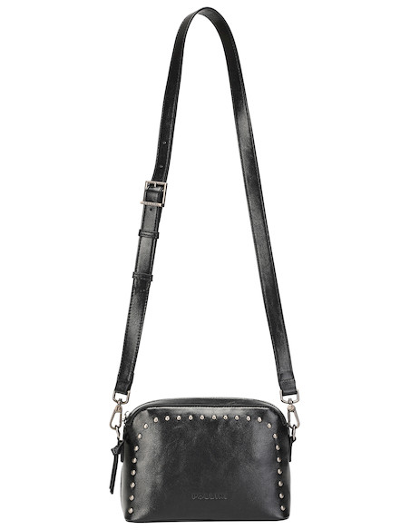 Bolso Pollini negro de PU, combina moda y funcionalidad, adecuado para llevar lo esencial.