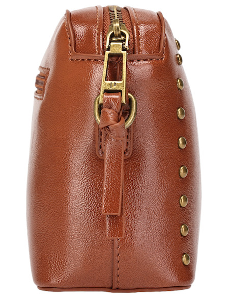 Vista lateral de la bandolera Pollini con correa ajustable y extraíble.
