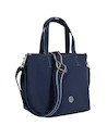 Bandolera de nylon azul, ideal para llevar esenciales organizados con un toque de elegancia.