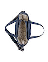Detalles en PU de la bandolera azul para mujer, resaltando su estilo casual y sofisticado.