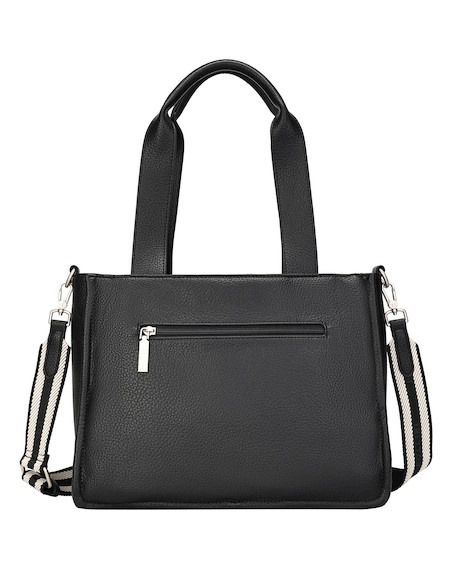 Bolso Pollini negro de PU graneado, funcional y sofisticado, ideal para la mujer activa y moderna.