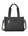 Bolso Pollini negro de PU graneado, funcional y sofisticado, ideal para la mujer activa y moderna.