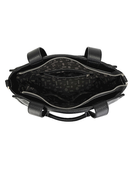 Bolso tote negro de mujer, estilo casual, en PU graneado, ideal para uso diario y actividades modernas.