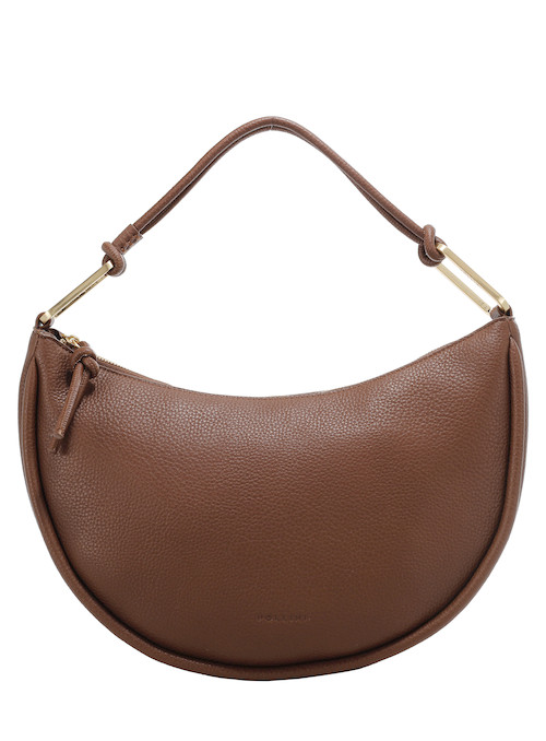 Cartera de mujer en color café, ideal para universidad y salidas, con detalles sofisticados.