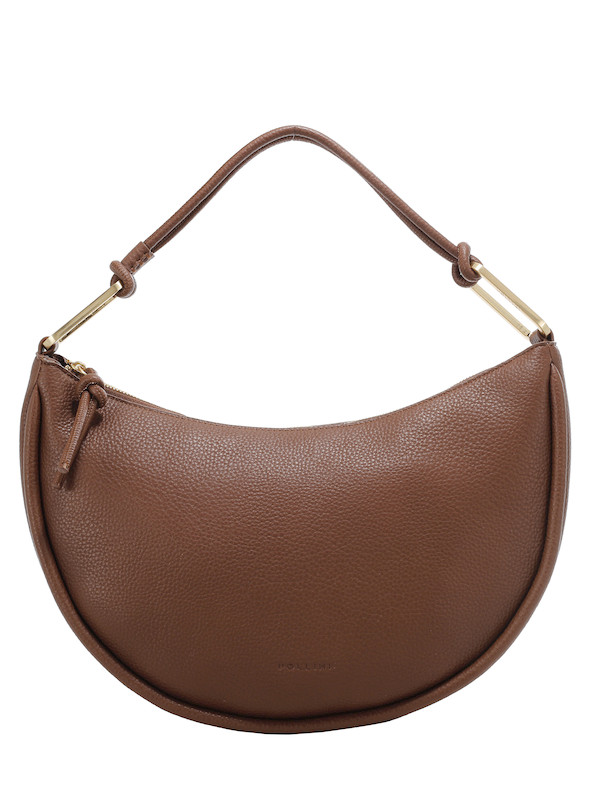 Cartera de mujer en color café, ideal para universidad y salidas, con detalles sofisticados.