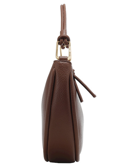 Cartera casual café para mujer, elaborada en PU graneado, adecuada para actividades diarias.