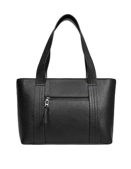 Bolso tote femenino negro, con asas cómodas y correa ajustable, combina funcionalidad y estilo casual.