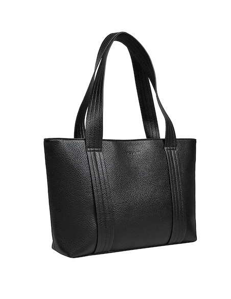Bolso tote negro de PU graneado, elegante y versátil, adecuado para cualquier ocasión casual.