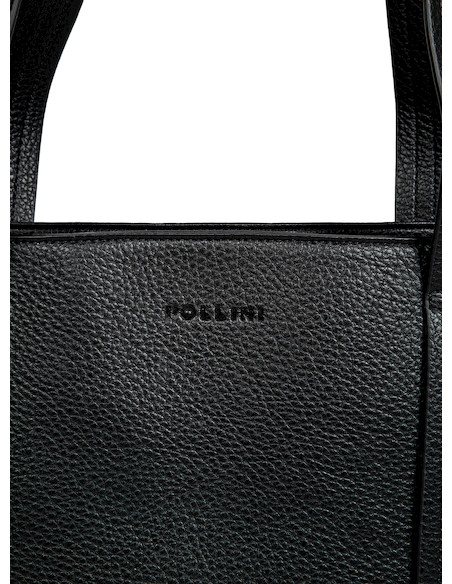 Bolso tote negro de mujer, estilo casual, material PU graneado, ideal para uso diario y académico.