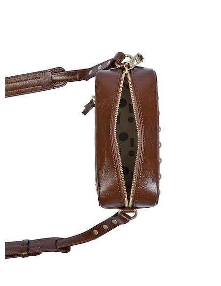 Bandolera de mujer en color café, estilo casual, material PU con textura, ideal para uso diario.