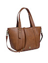3Bolso tote camel con tres bolsillos, práctico y elegante, ideal para complementar outfits casuales.