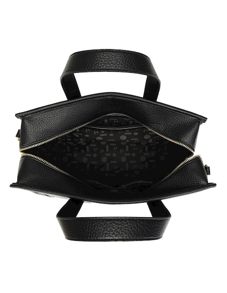 Bandolera negra de mujer en PU graneado, diseño casual y sofisticado, ideal para el trabajo o la universidad.