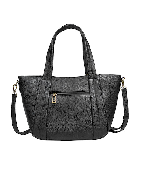 Bolso de mujer negro, estilo casual y funcional, confeccionado en PU texturizado para mayor durabilidad.