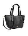 Tote bag negro de mujer, diseño versátil en PU texturizado, ideal para ocasiones cotidianas.