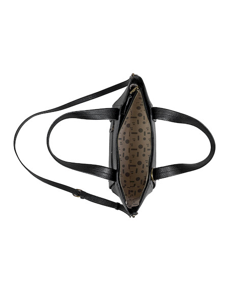 Bolso tote negro de mujer, estilo casual, con textura PU y múltiples bolsillos para uso diario.