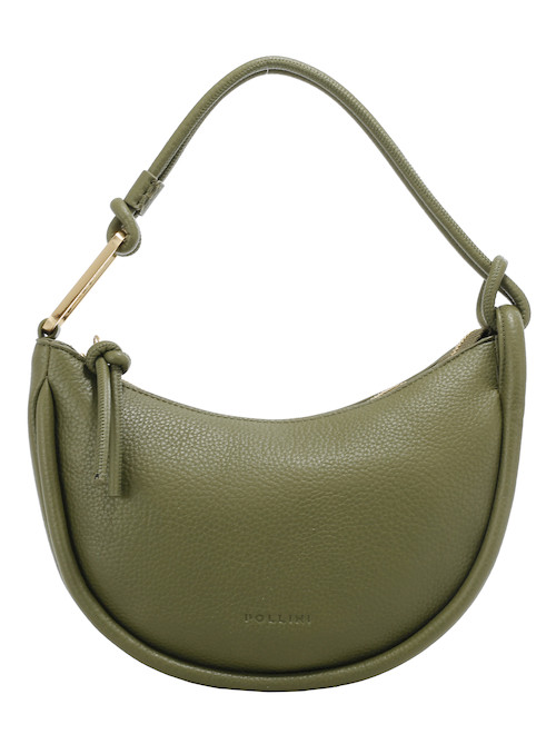 Cartera casual con dos bolsillos, uno de ellos con cierre, en elegante color oliva.
