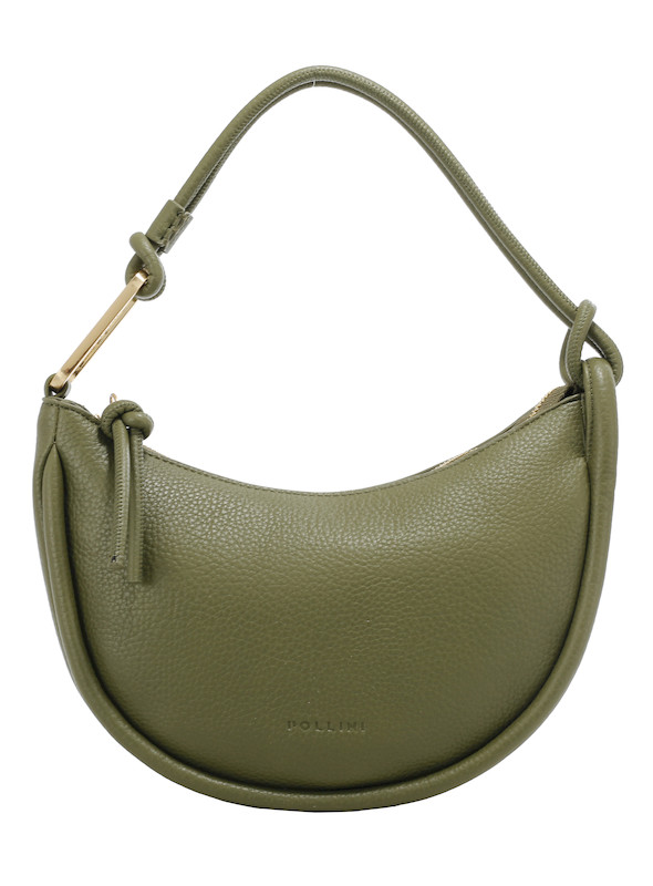 Cartera casual con dos bolsillos, uno de ellos con cierre, en elegante color oliva.