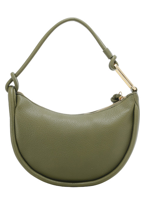 Cartera casual con dos bolsillos, uno de ellos con cierre, en elegante color oliva.