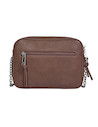 Vista trasera del bolso de mujer Pollini, resaltando la correa de cadena fija y su diseño elegante.