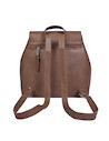Mochila casual café para mujer, con tirantes ajustables y hebilla metálica.