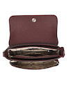 Bandolera burdeos de mujer en estilo casual, material PU graneado, ideal para uso diario y funcionalidad práctica.