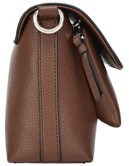 Bandolera de PU graneado en color burdeos, ideal para complementar un look casual femenino.