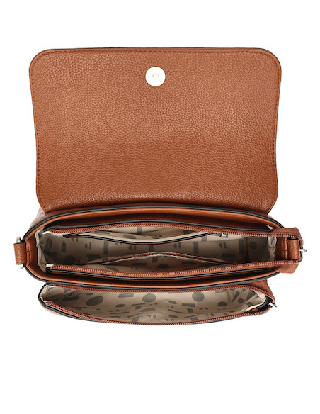 Bandolera camel de mujer, estilo casual, material PU graneado, perfecta para el trabajo o estudio.