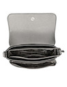 Bandolera plateada de mujer en PU graneado, estilo casual, ideal para uso diario y actividades laborales.