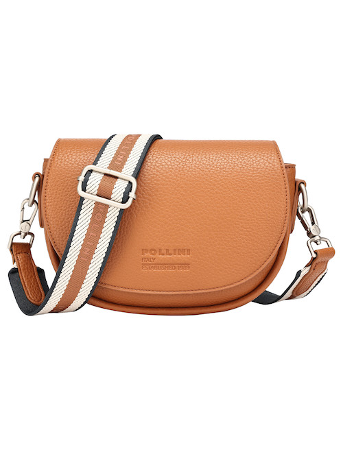 Bolsillo con cremallera del bolso en camel, ideal para organizar objetos pequeños de forma segura.