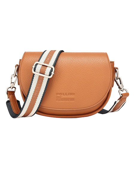 Bolsillo con cremallera del bolso en camel, ideal para organizar objetos pequeños de forma segura.