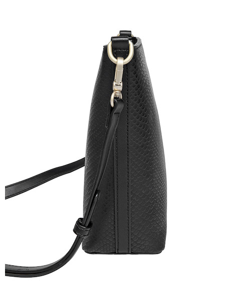 Bandolera negra ZAPPA con medidas versátiles, combinando estilo y funcionalidad para la mujer moderna.