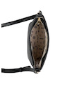 Bandolera negra de mujer en PU con textura, diseño casual y elegante, ideal para uso diario.