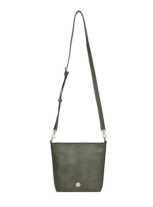 Bandolera verde texturizada para mujer, estilo casual, ideal para salidas diarias.