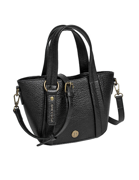 Bolso casual negro con compartimento acolchado para notebook, ideal para el día a día.