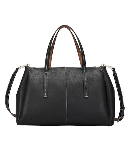 Bolso Pollini negro con strap ajustable, perfecto para jornadas laborales.