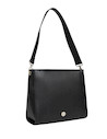 Tote bag de PU negro con textura, complemento esencial para la mujer moderna y segura de sí misma.