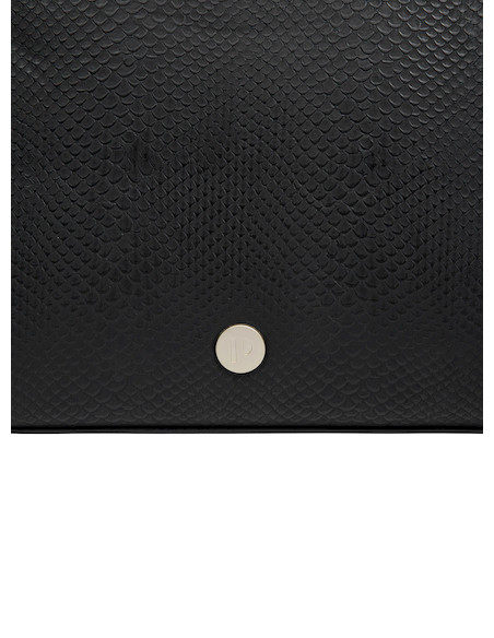 Tote bag negro para mujer, diseño sofisticado con tres bolsillos, ideal para mantener todo organizado.