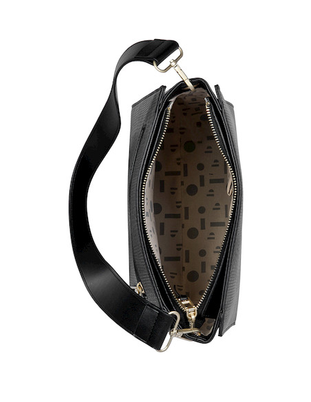 Bolso tote negro de mujer, estilo casual, acabado texturizado en PU, elegante y funcional para uso diario.