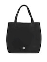 Bolso de nylon negro con tres bolsillos prácticos, ideal para mantener todo organizado.