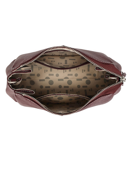 Bandolera burdeos de mujer, estilo casual, material PU con textura, diseño práctico y elegante.